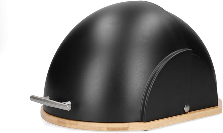 HOMLA Brotkasten Brotaufbewahrung Metall Deckel Brotaufbewahrungsbox für frische Back Darvin Schwarz