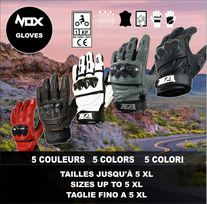 TLA NOX Herren-Motorrad-/Herren-Schutzkleidung, kurz geschnitten, 2XS-5XL, Motorrad-Handschuhe, Touc