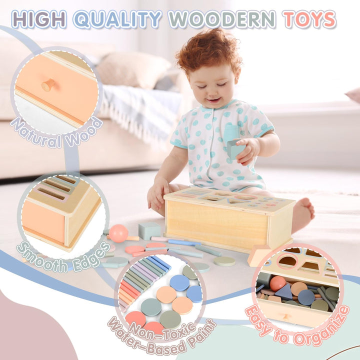 Montessori Spielzeug ab 1 2 3 Jahr, Farbe Form Sortierspiel ab 1 Jahr, Holzspielzeug Montessori ab 2