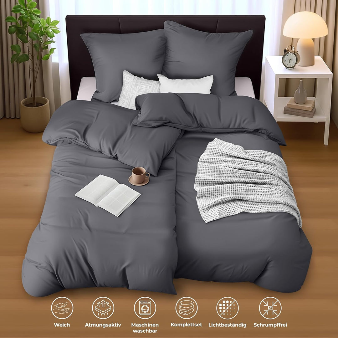 Utopia Bedding Bettwäsche 135x200 4teilig - Mikrofaser 2 Bettbezug 135x200 cm + 2 Kissenbezüge 80x80
