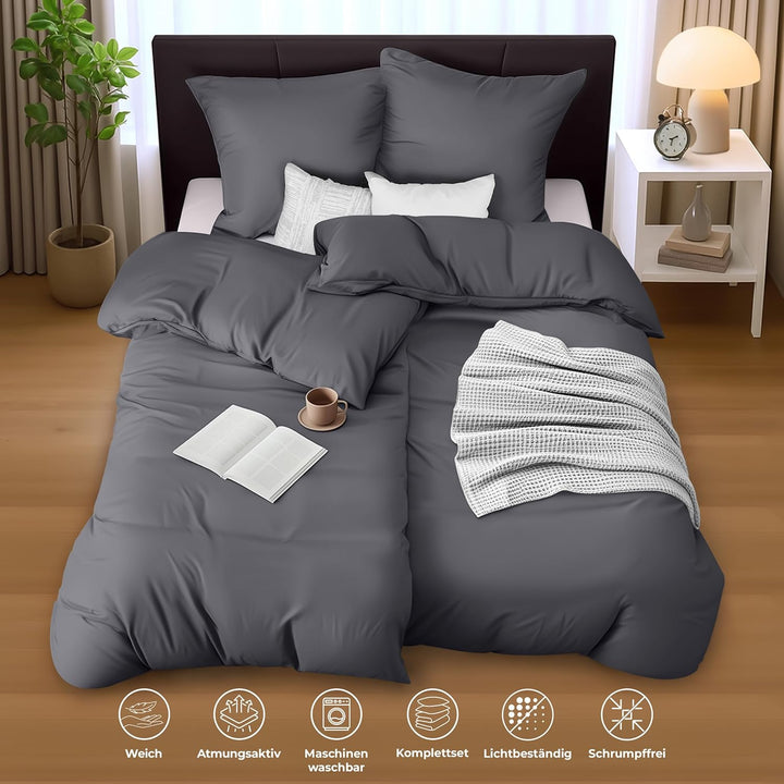 Utopia Bedding Bettwäsche 135x200 4teilig - Mikrofaser 2 Bettbezug 135x200 cm + 2 Kissenbezüge 80x80