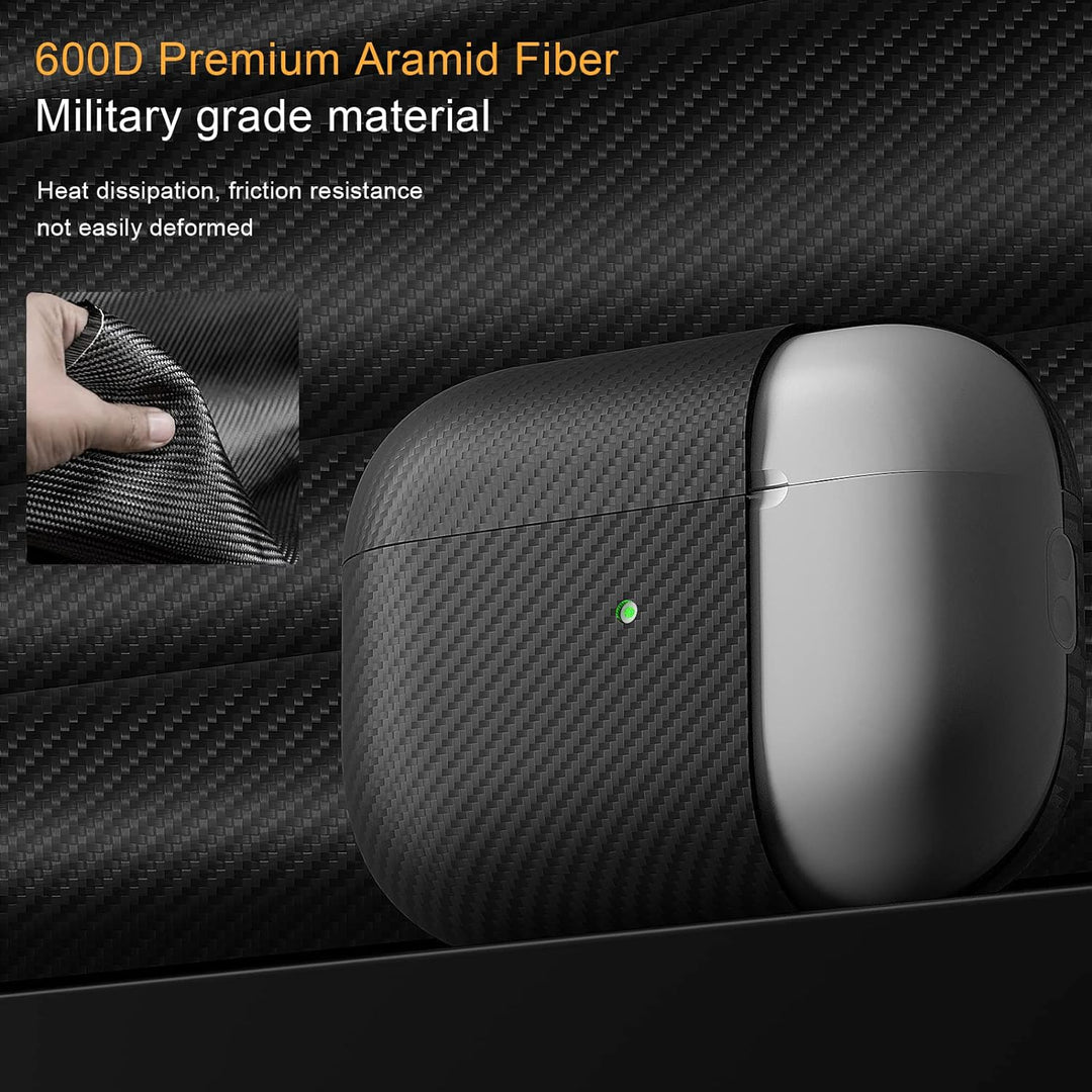memumi Carbon Hülle für AirPods Pro 2, 0.3 mm Superdünne, Hülle aus echter 600D Aramidfaser [100% Ar