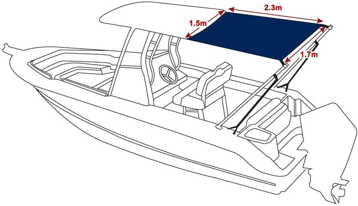 Oceansouth T-Top Erweiterungssatz Sonnenschutz Heck Grau Länge und Breite 2.4m - 2.1m, Grau Länge un