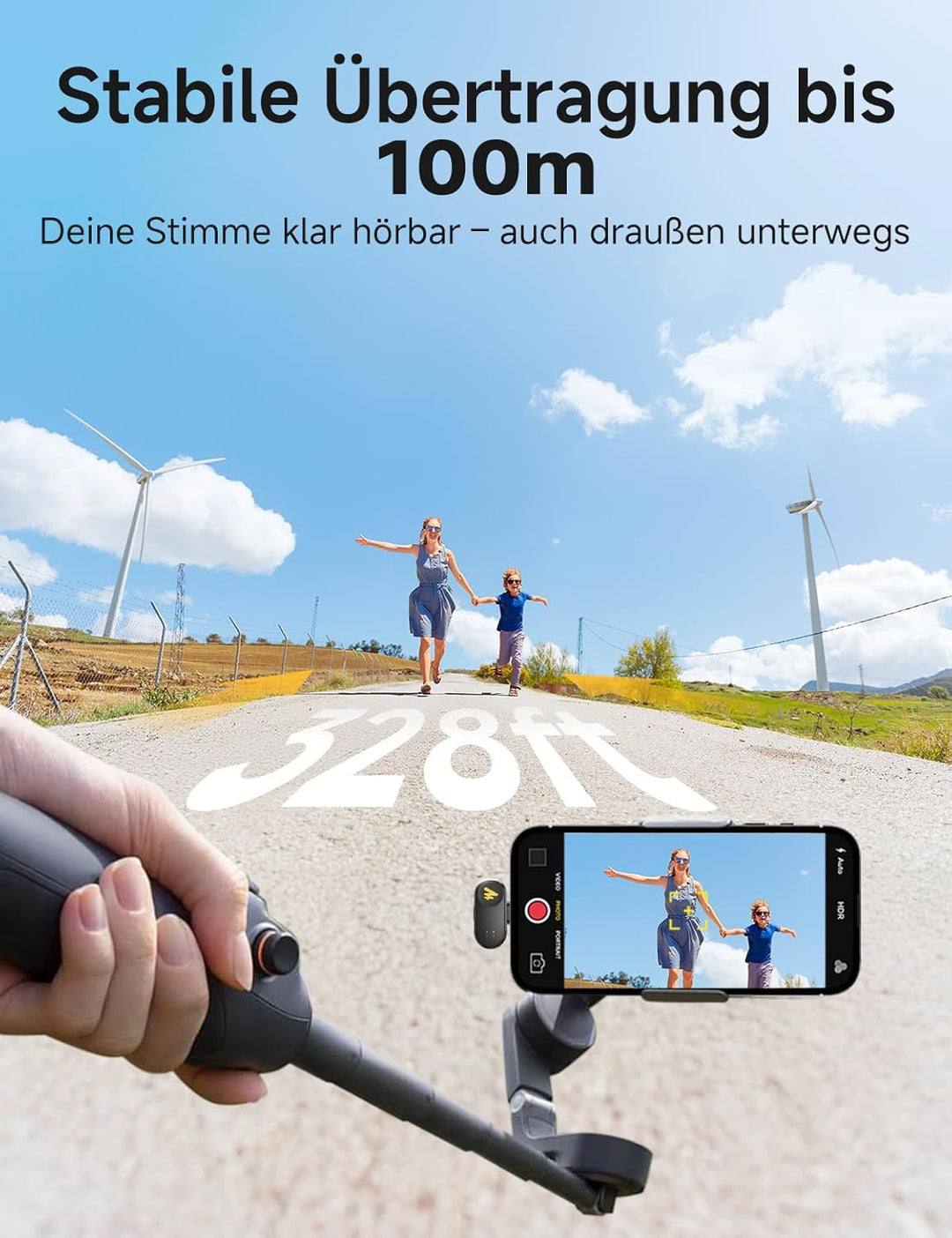 MAONO Kabelloses Mikrofon für Handy - Wireless-Lavalier-Mic für iPhone Android Handy, 4 Stufen Rausc