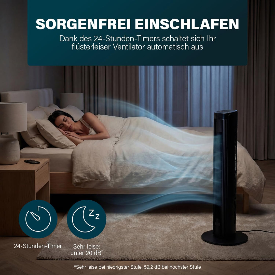 Princess Turmventilator - Elegantes Design - 40 W - Leistungsstark, Leise, Energieeffizient - Höhe: