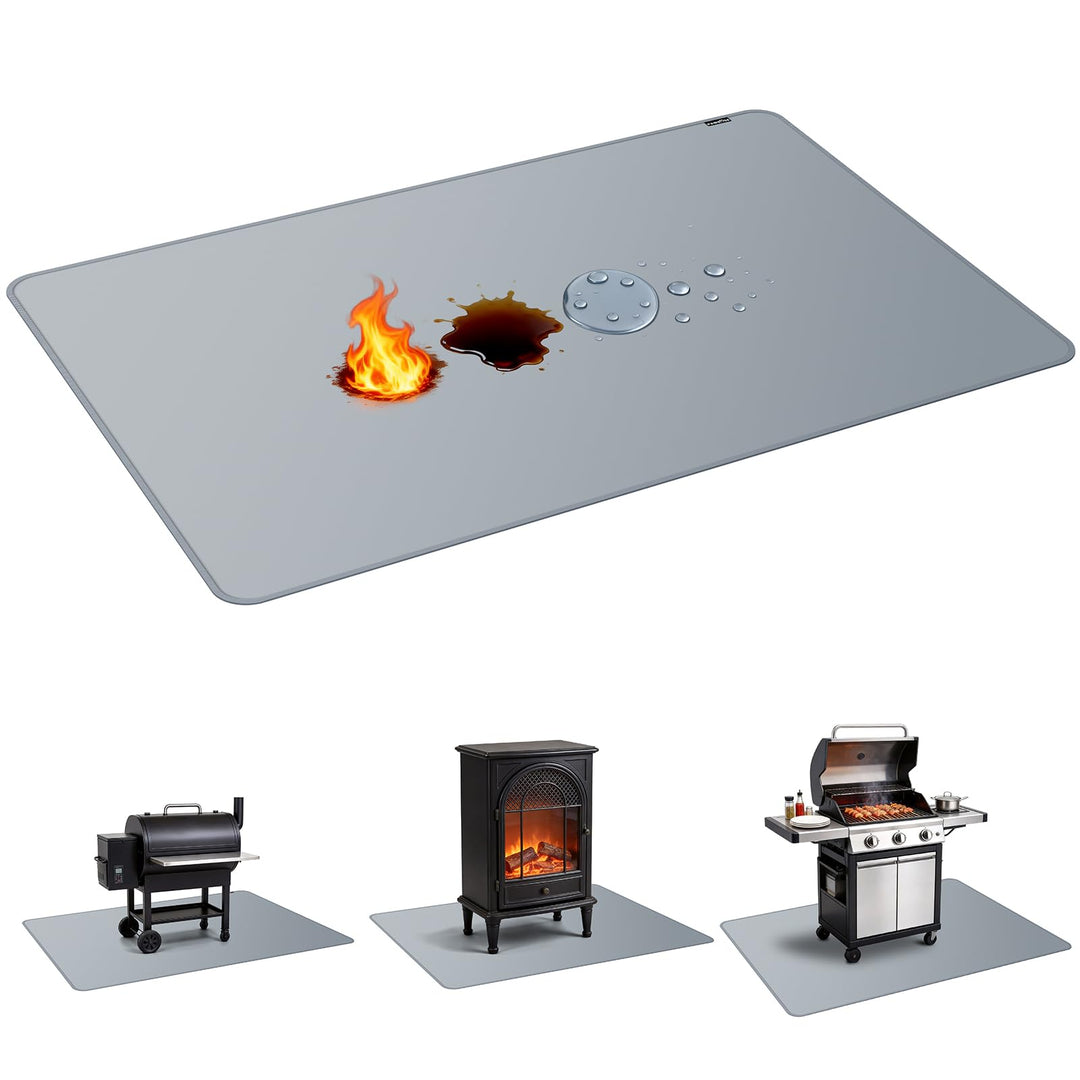 100 x 150 cm Grillunterlage für Aussengrills, doppelseitige feuerfeste Grillunterlage, wasserdichte,