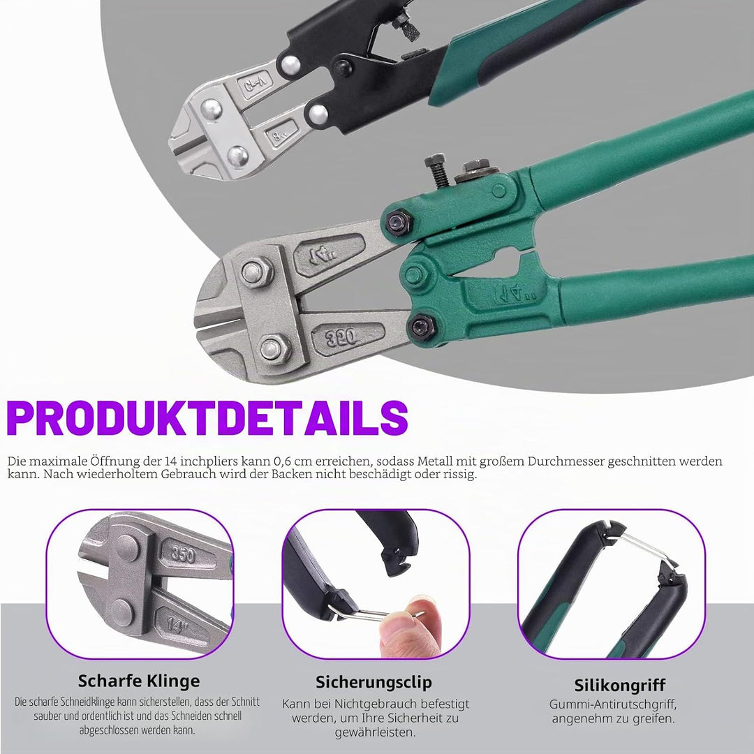 Swpeet Mini Bolt Cutter, 3Pcs Bolzenschneider und Kabelschneider Zangen Set, 8 Zoll Bolzenschneider
