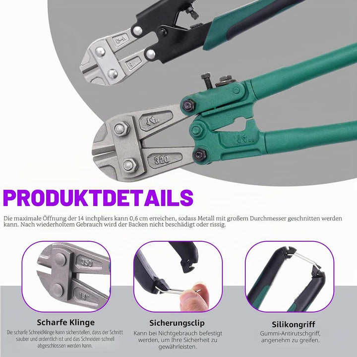 Swpeet Mini Bolt Cutter, 3Pcs Bolzenschneider und Kabelschneider Zangen Set, 8 Zoll Bolzenschneider