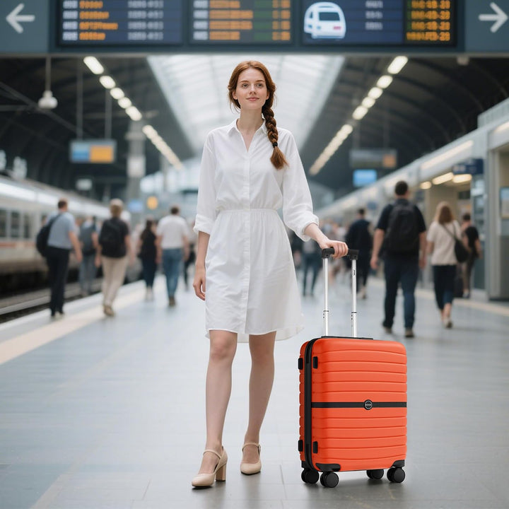 KONO Koffer Reisekoffer Trolley Handgepäck Koffer 55x40x20cm von ABS+PC Hartschalenkoffer mit Zwilli