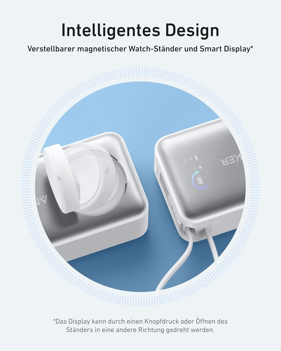 Anker MagGo Powerbank für Apple Watch, offiziell Zertifiziert, 10.000mAh kompaktes Akkupack mit inte