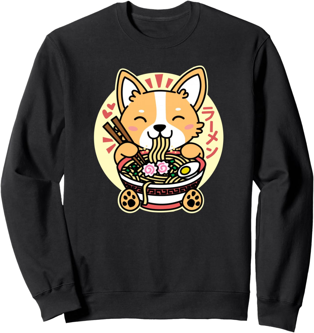 Kawaii Ramen Süsser Anime Hund Corgi Japanische Nudeln Sweatshirt