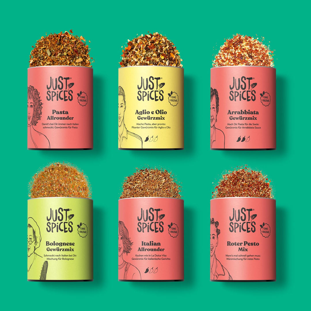 Just Spices Pasta Gewürzbox I 6 Gewürzmixe für Pasta, Sossen & italienische Klassiker I In Geschenkb