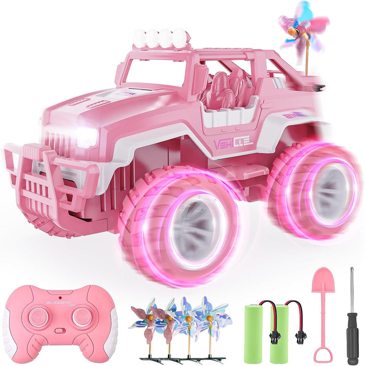 BEZGAR Ferngesteuertes Auto Rosa Jeep - 1:16 SUV Off-Road Auto mit 4 Windmühlen, 80 Min. Spielzeit,