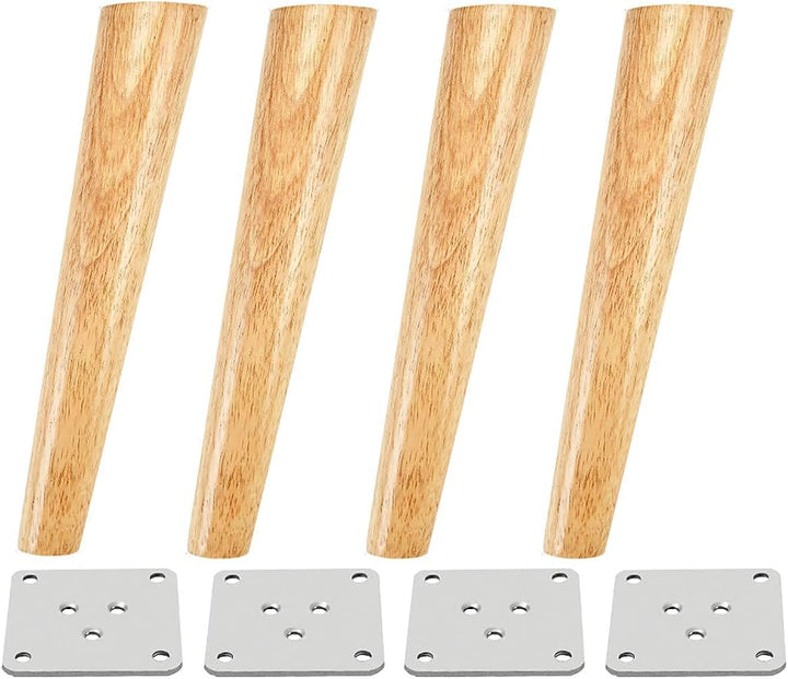 Qrity Möbelfuss Holz, 4 Stück 40cm Holzfüsse Möbelfüsse Sofafüsse mit Montageplatten & Schrauben für