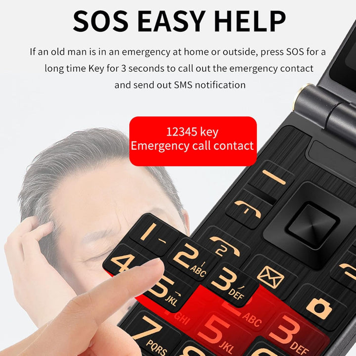 Zunate Entsperrtes Klapptelefon, 3 Zoll Grosse Tasten, Grosse Schriftarten, Klapphandy für Senioren,