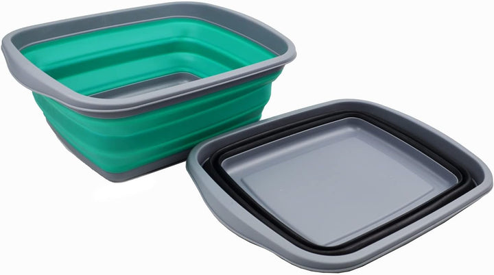 SAMMART 10L Set mit 2 zusammenklappbaren Wannen – Faltbare Geschirrwanne – tragbares Waschbecken – p