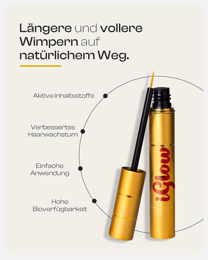 iGlow – Professionelles Wimpernserum für lange Wimpern in nur 6-8 Wochen I Pflegendes Lash Serum I W
