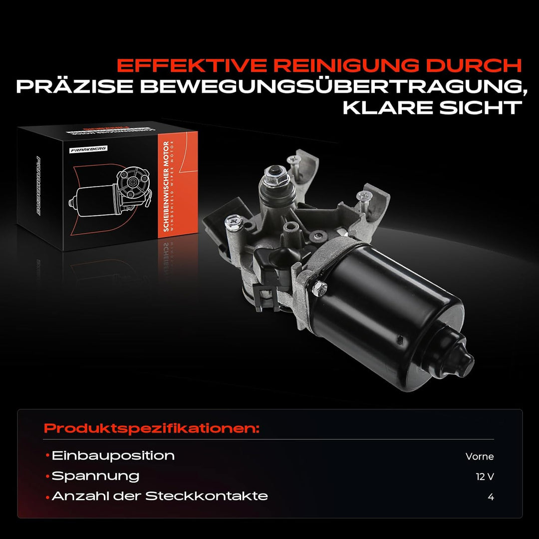 Frankberg 1x Wischermotor Scheibenwischermotor 4-Polig Vorne Links oder Rechts Kompatibel mit Clio G