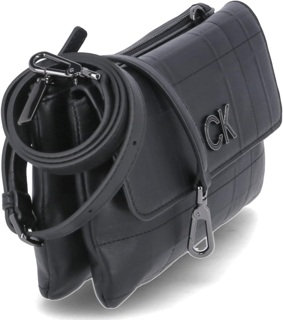 Calvin Klein Re-Lock Xbody with Flap Quilt CK Black