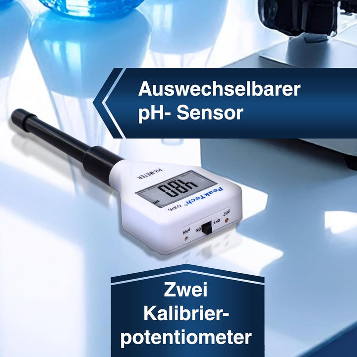 PeakTech 5315, pH Messgerät für Reagenzgläser, Aquarium, Pool und Wasseraufbereitung, pH Wert Checke
