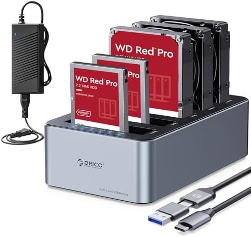 ORICO Aluminium Clone HDD Docking Station, 5 Bay Festplattengehäuse USB 3.2 Gen 1 für SATA 2,5/3,5 Z