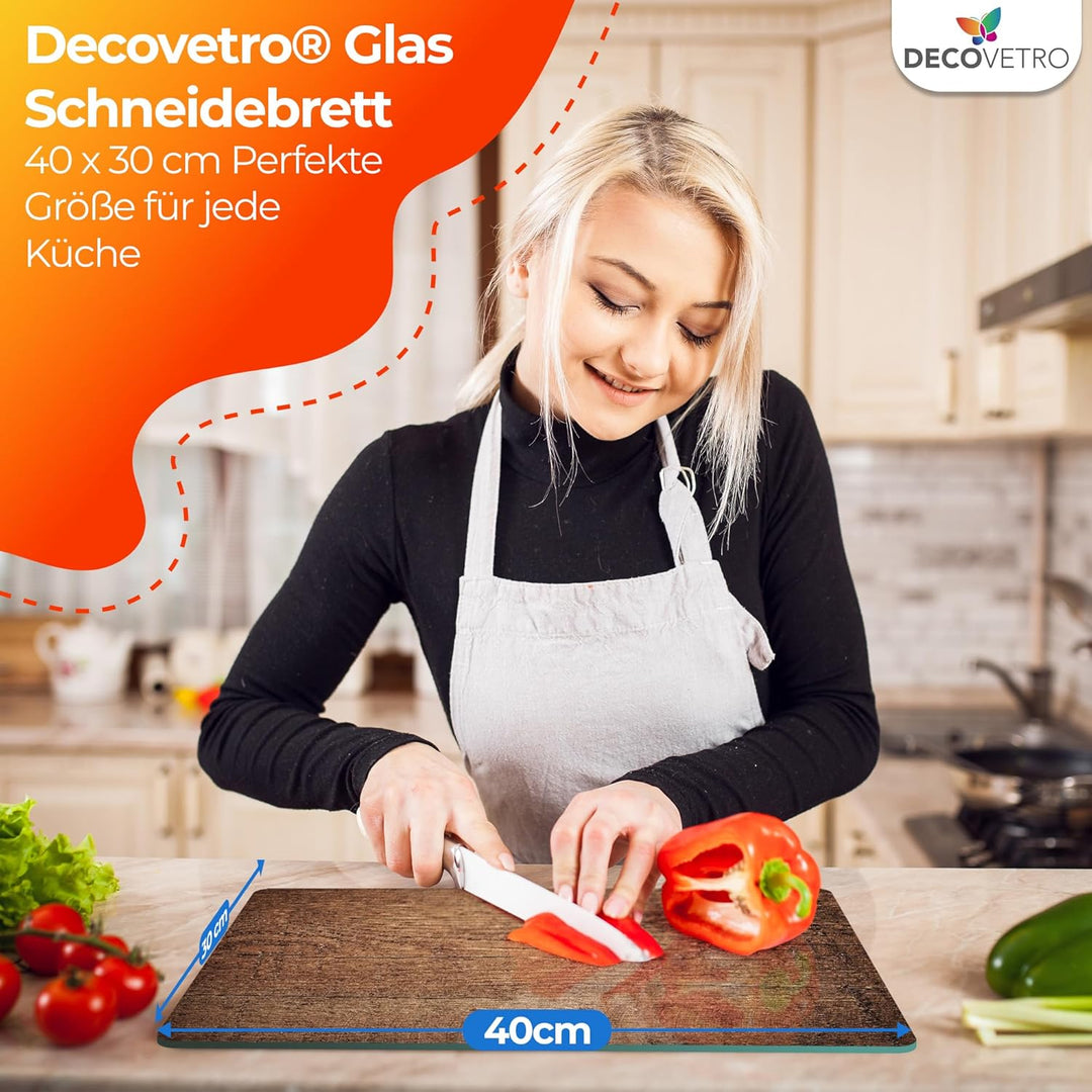 Decovetro® Schneidebrett Glas | 40 x 30 cm | Glass Cutting Board | Hygienisches und robustes Glassch