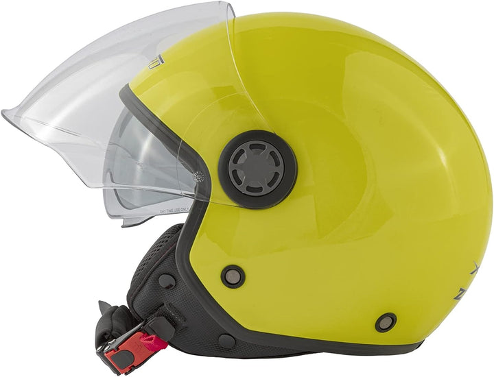 Jethelm Roller Motorrad Helm Zugelassen ECE2205 Lange Klares Visier Sonnenblende 57-58 cm ( M) Fluo,