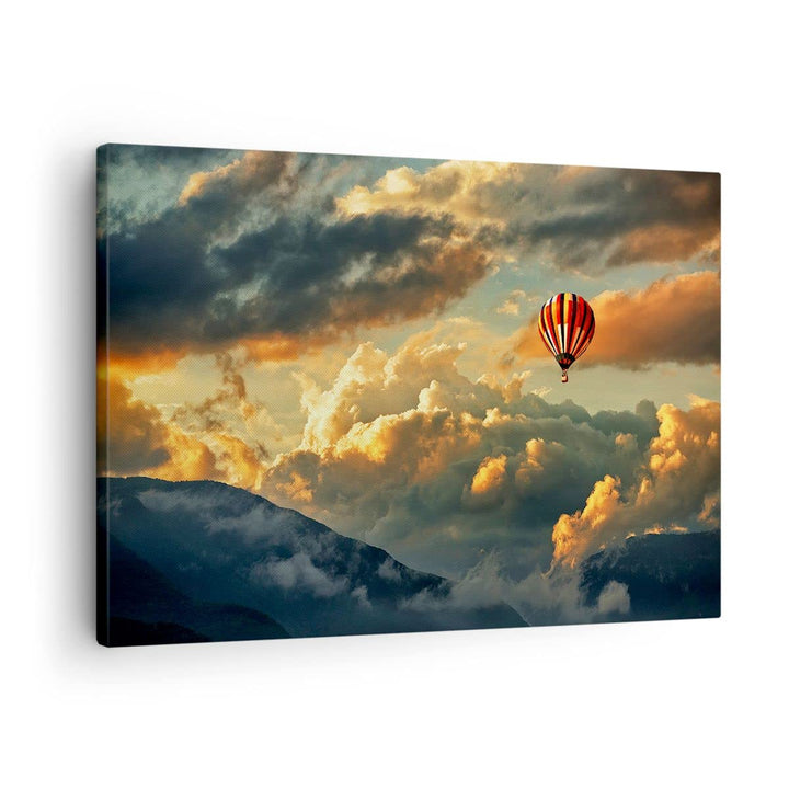 Bilder auf Leinwand Wolken Ballon Flug Leinwandbild mit Rahmen 70x50cm Wandbilder Dekoration Wohnzim
