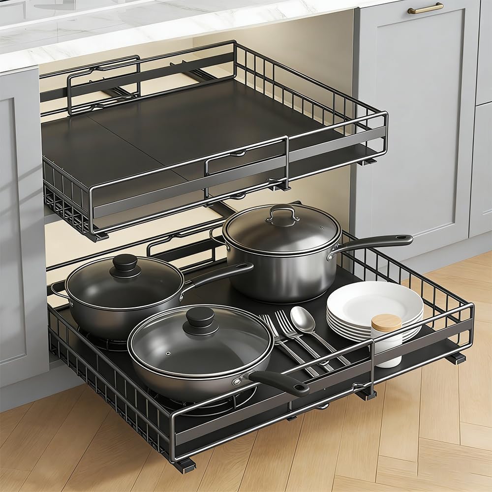 LANTUS Unterschrank für Spüle, ausziehbar, stapelbar, Regale für Schrank, Küche, Badezimmer, (31 – 4