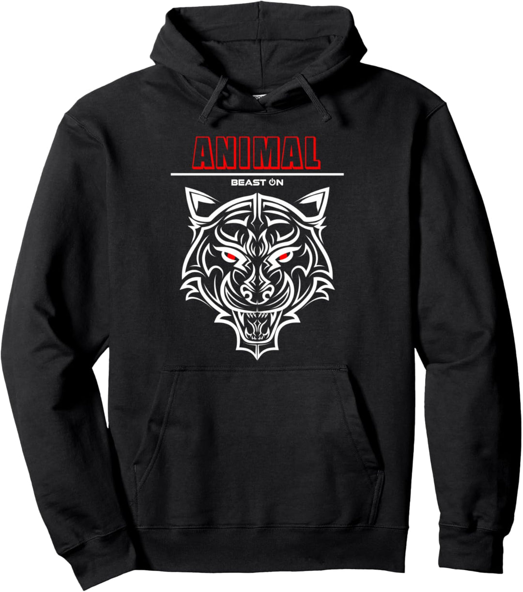 Tiger Kopf Rot Animal Gains Gym Workout Fitness Training Pullover Hoodie