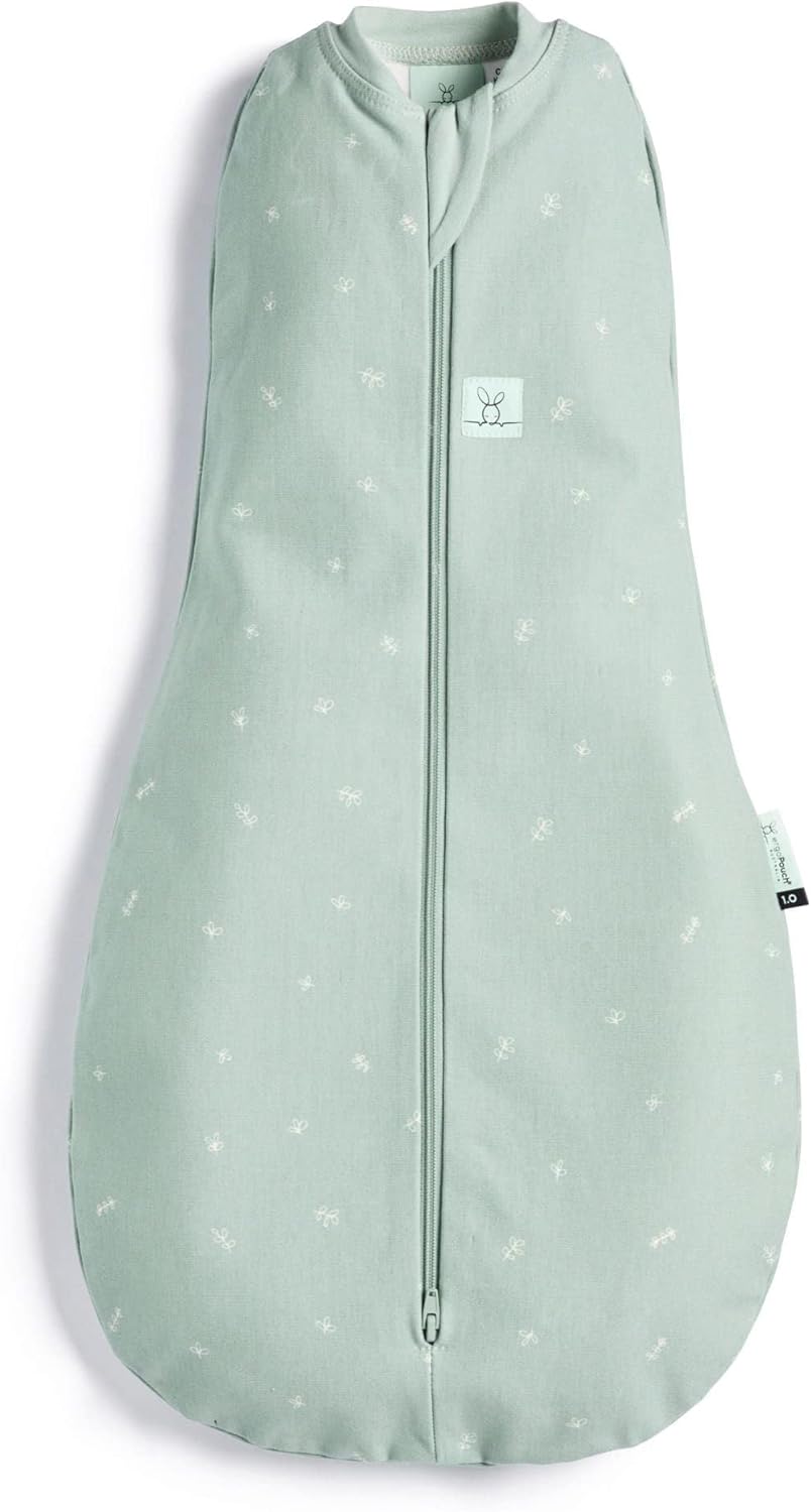 ergoPouch Baby Pucksack Cocoon, 0-3 Monate, Ganzjahres | Sage | TOG 1.0 | Bio-Baumwolle | Zwei-Wege