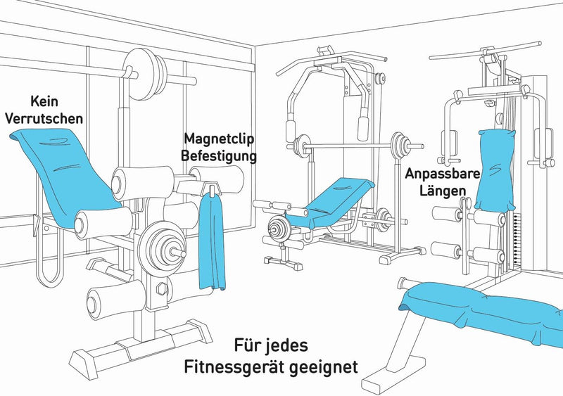 Fit-Flip Fitness Handtuch - mit Magnet und Reissverschluss Tasche - Gym Handtuch aus Mikrofaser für