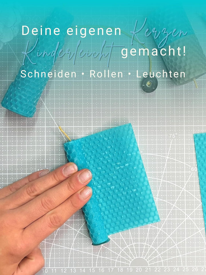 Wachsmann 20 Bienenwachsplatten aus Deutschland, türkis, Wachsplatten 20 x 15 cm, Bienenwachs Kerzen