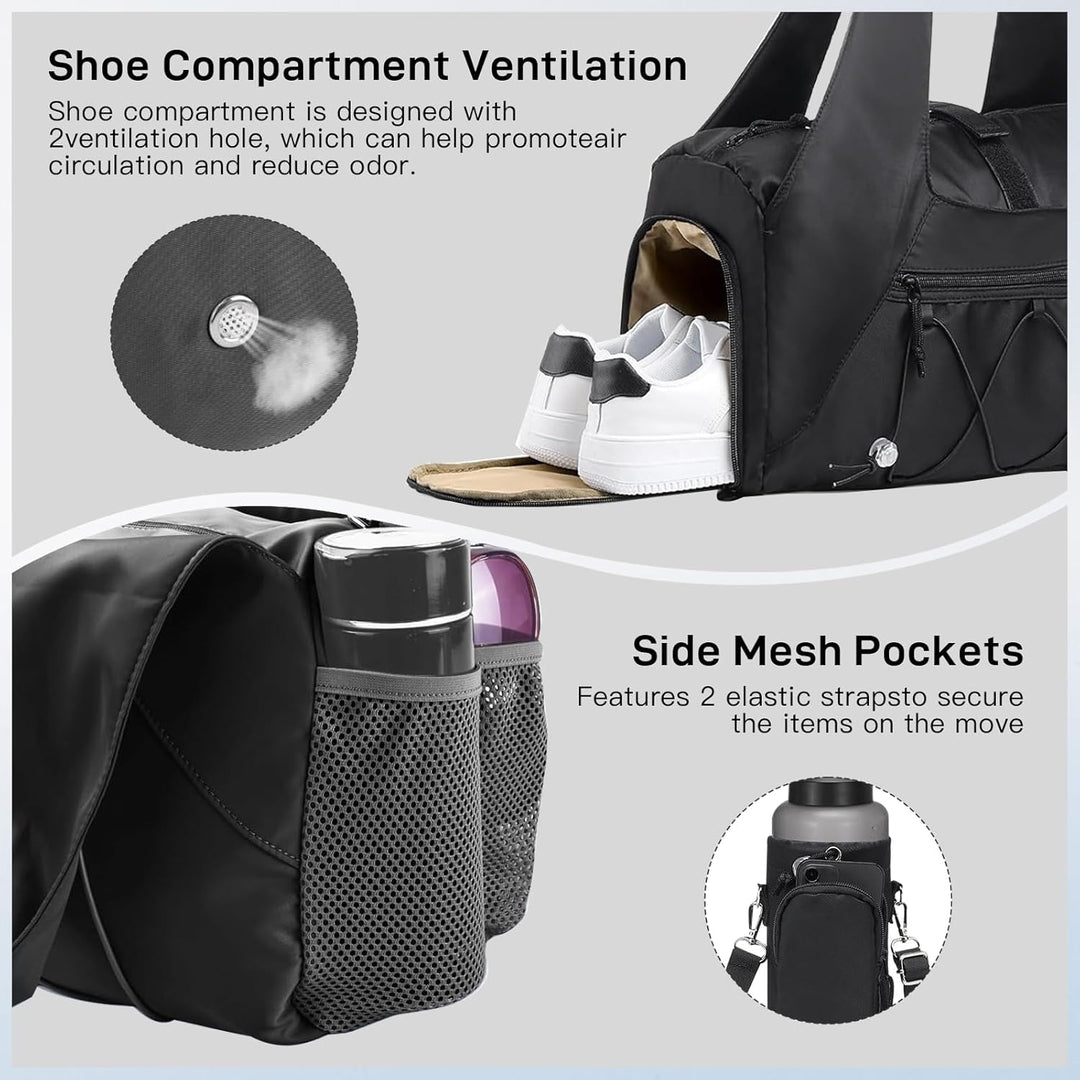 Sporttasche Damen - Sporttasche mit Schuhfach und Nassfach - Gym Tasche Leicht Wasserabweisend - Rei