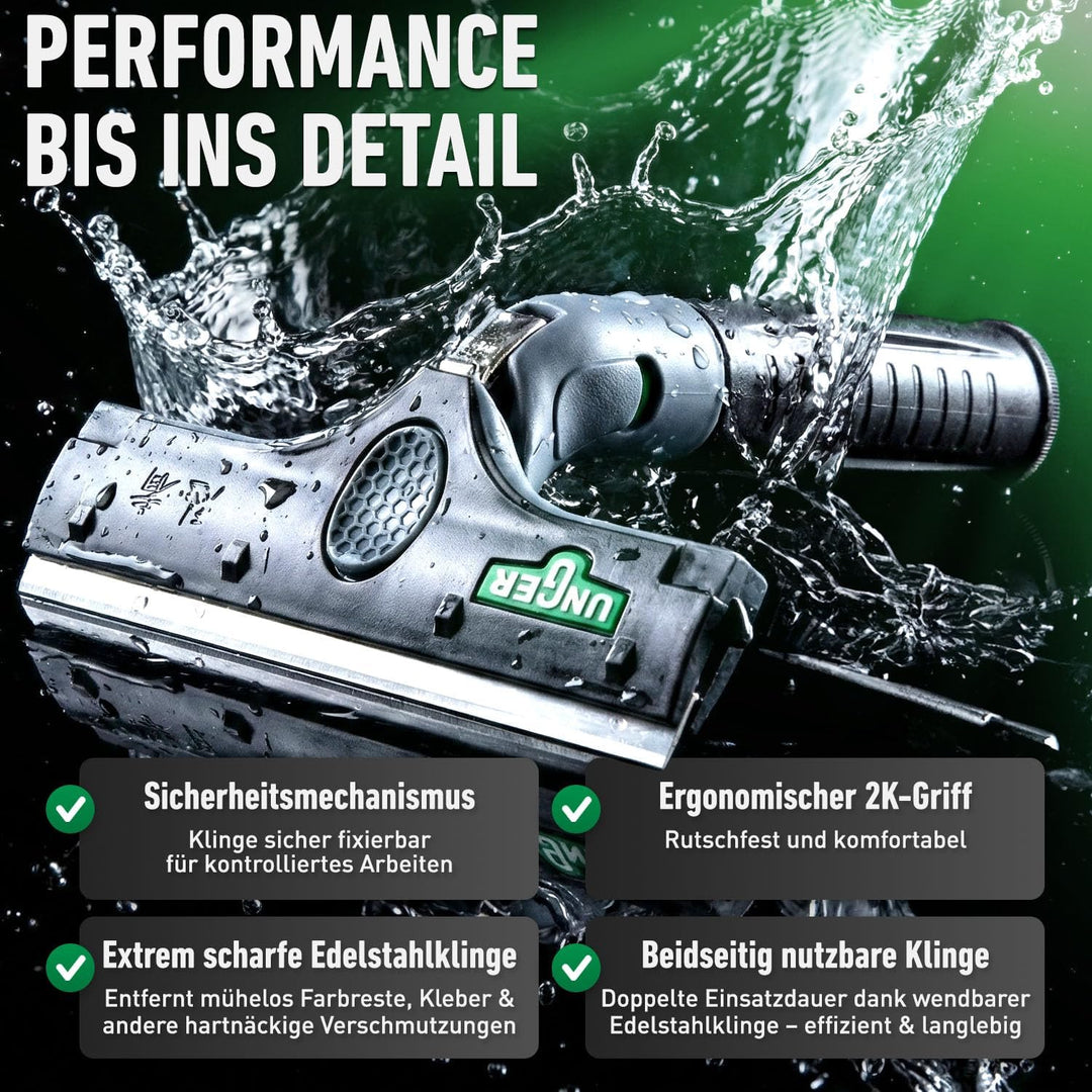 UNGER Ninja Profi Fensterreiniger 6in1 Carbon Stangen-Kit – Premium Fensterputzer Set mit Carbon-Tel