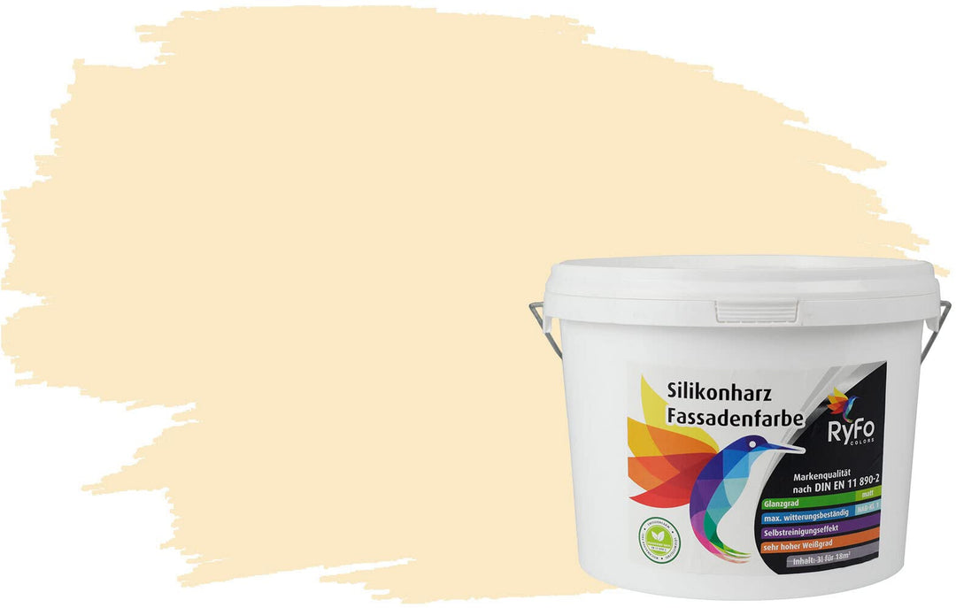RyFo Colors Silikonharz Fassadenfarbe Lotuseffekt Trend Orangetöne Vanilla 3l - bunte Fassadenfarbe,