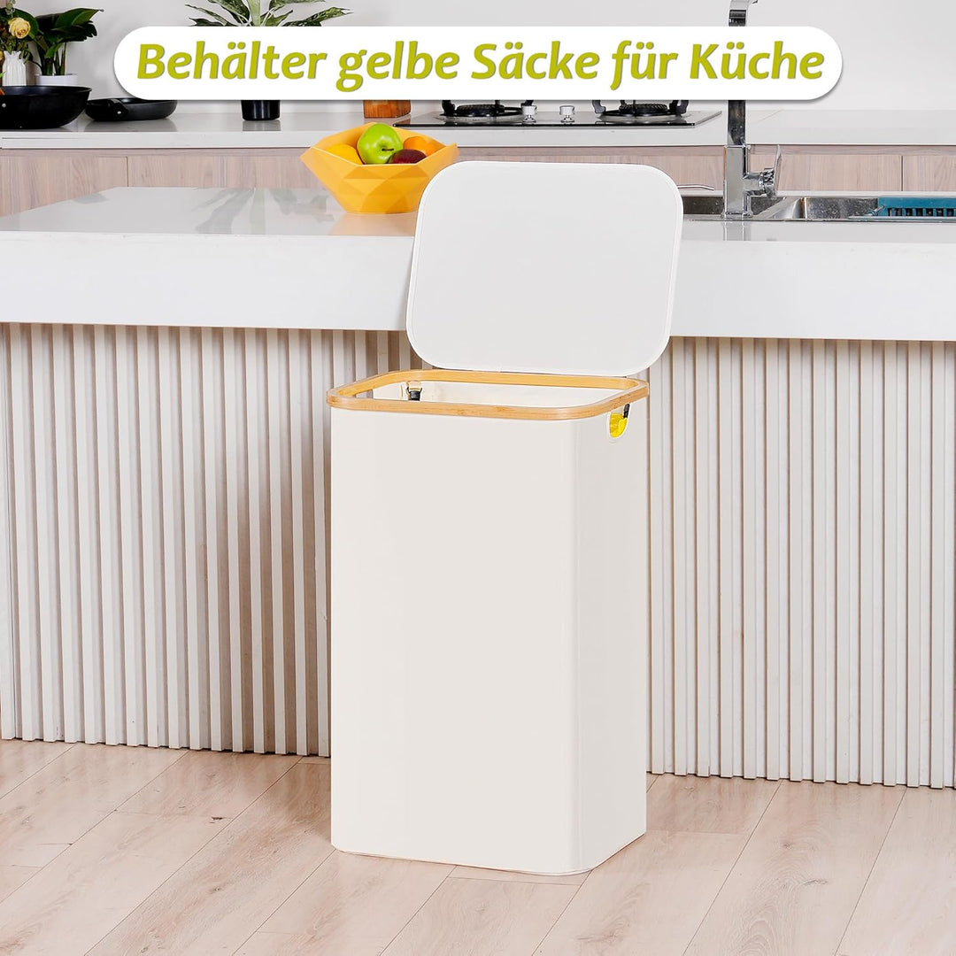 efluky Gelber Sack Ständer 100L, Mülleimer mit Deckel, Müllsackständer für Gelbe Säcke, Leichte Entn