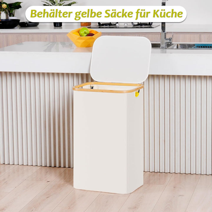 efluky Gelber Sack Ständer 100L, Mülleimer mit Deckel, Müllsackständer für Gelbe Säcke, Leichte Entn
