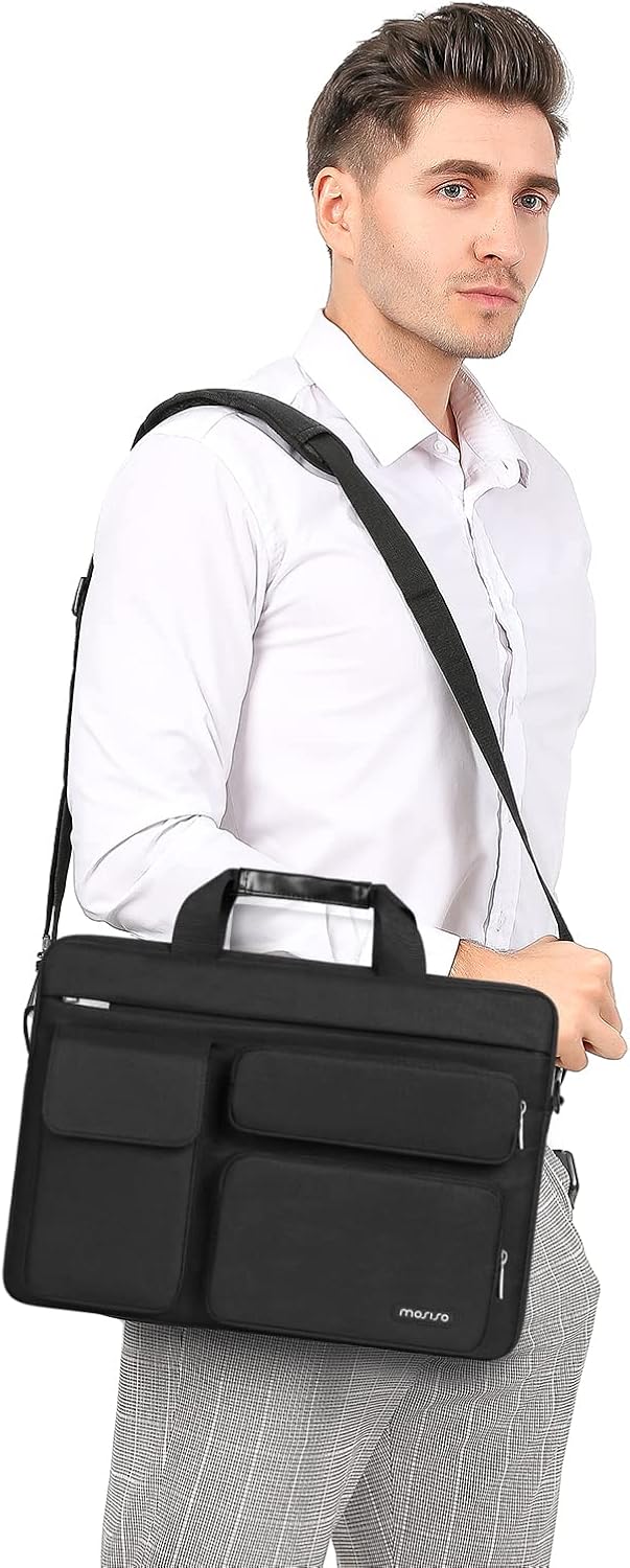 MOSISO Tragbare Umhängetasche mit 2 erhöhten Taschen & 1 Klappe & 1 horizontale Tasche & Griff & Gür
