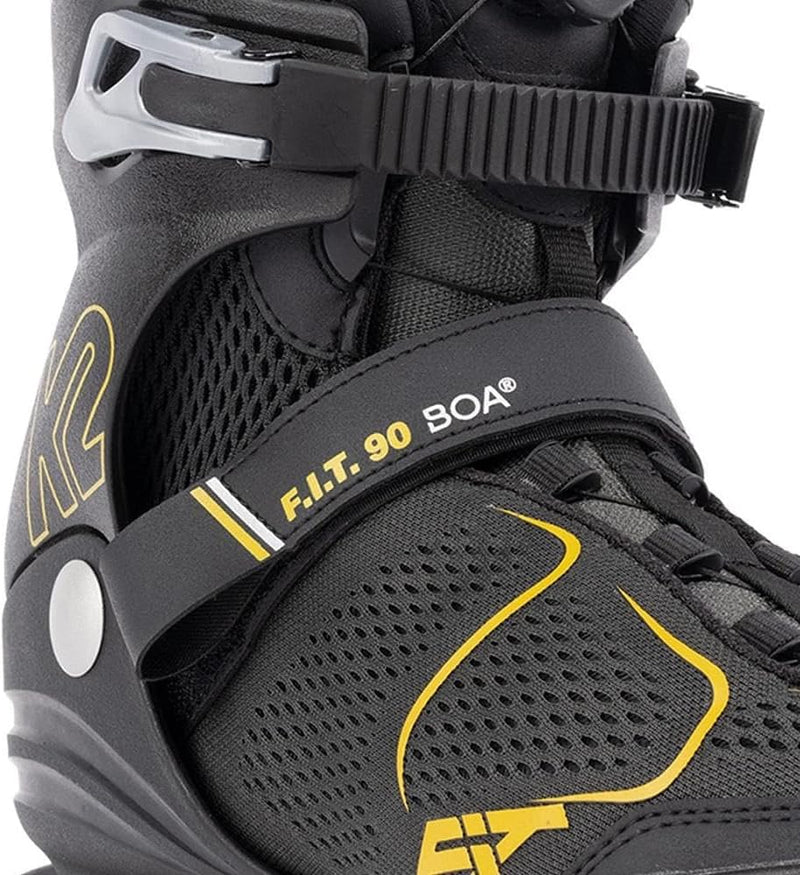 K2 Herren F.i.t. 90 Boa Inline Skates EU: 42.5 (UK: 8.5 / US: 9.5) grey - mustard, EU: 42.5 (UK: 8.5