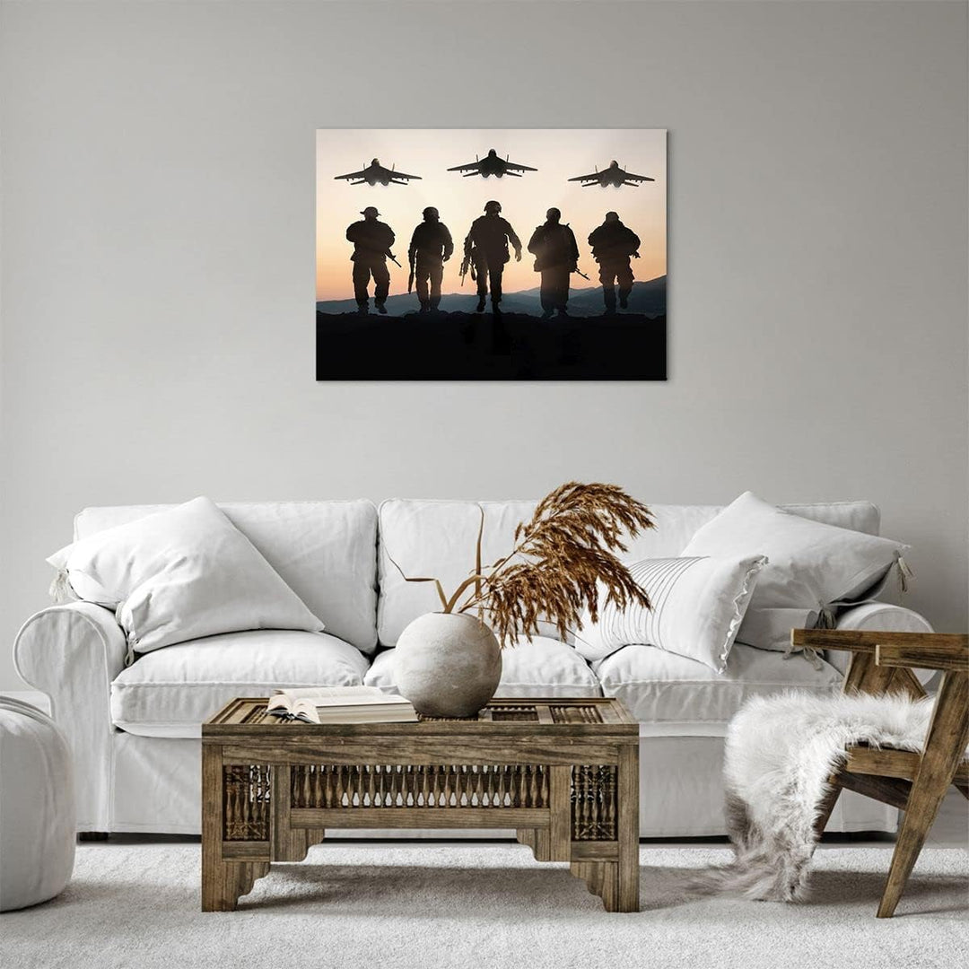 Bilder auf Leinwand Armee Militaria Leinwandbild mit Rahmen 70x50cm Wandbilder Dekoration Wohnzimmer