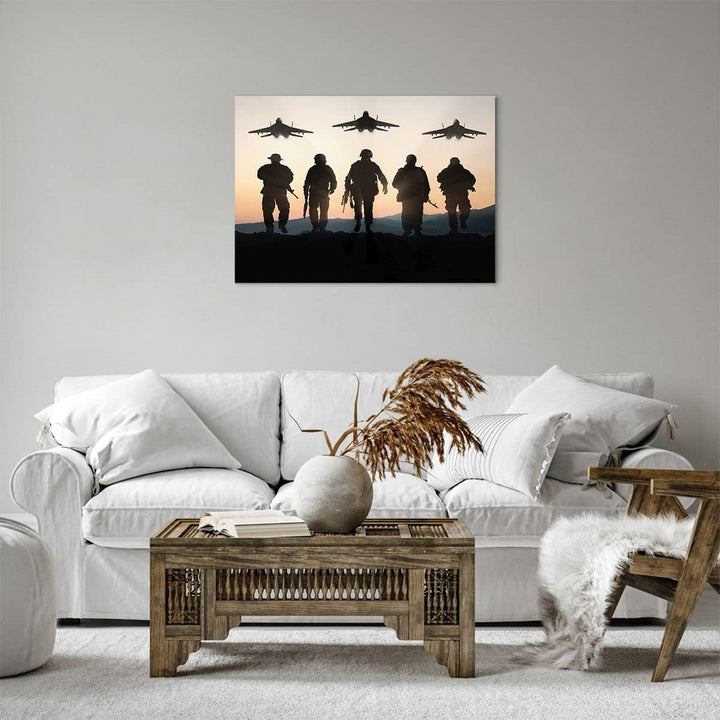 Bilder auf Leinwand Armee Militaria Leinwandbild mit Rahmen 70x50cm Wandbilder Dekoration Wohnzimmer