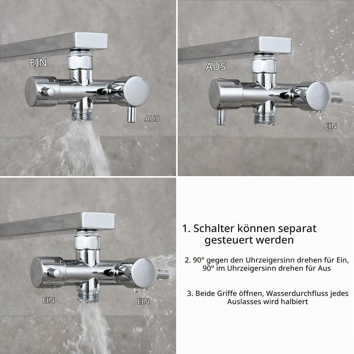Tecmolog 2 Wege Umschaltventil G 1/2 Messing Absperrventil Dusche T Adapter für Handbrause Chrom, DS