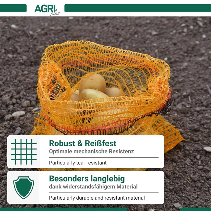 AGRI plus 100 Stück Gemüsesäcke rot mit Zugband I 50 x 80 cm I verschiedene Grössen I Grobmaschige R