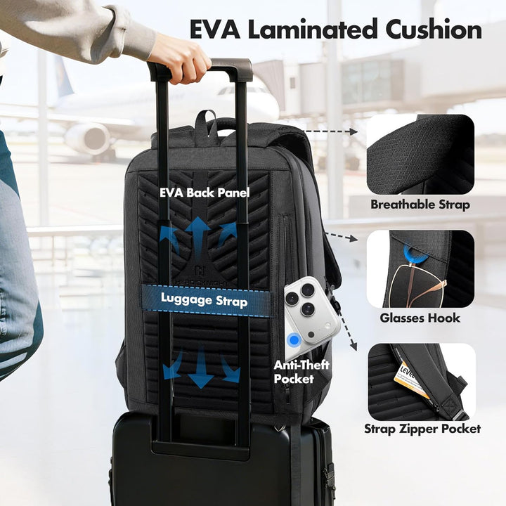 hk Business Laptop Rucksack Herren 16 Zoll Erweiterbarer 28L-40L Reiserucksack mit USB Ladeanschluss