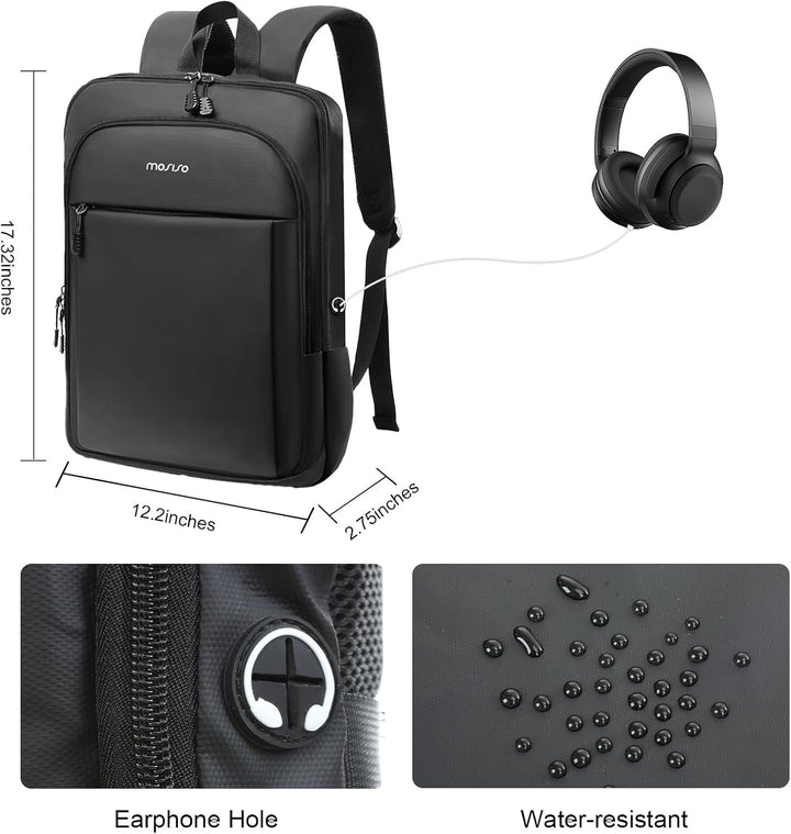 MOSISO Rucksack Herren Damen 15,6 Zoll, Laptop Rucksack Wasserdicht Schlanker Leicht, Business Rucks