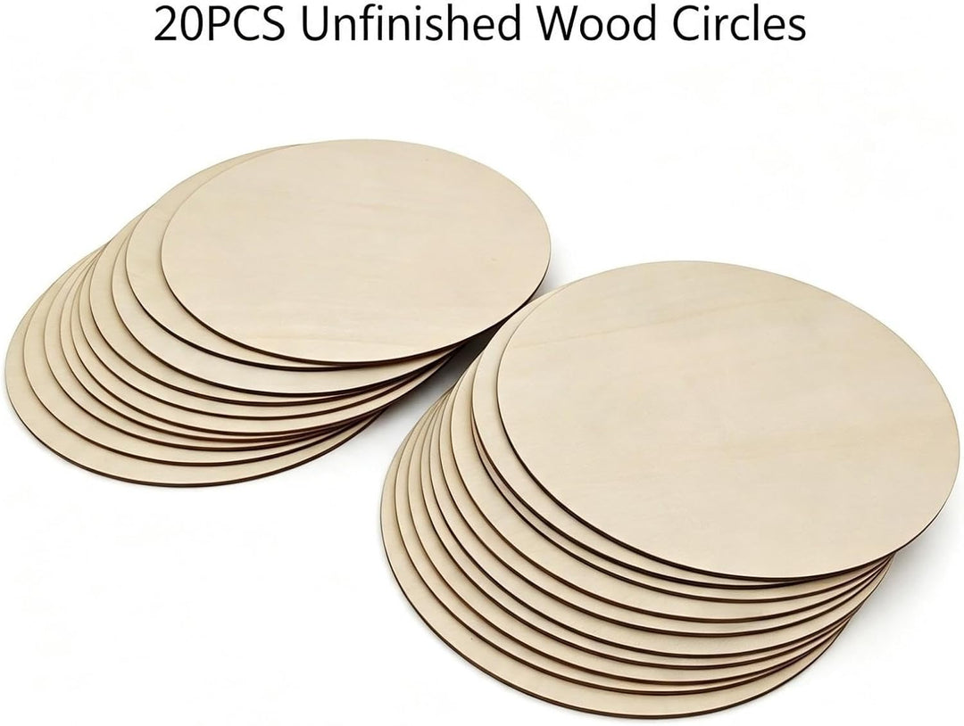 Runde Holzscheiben, 20 cm, unlackiert, zum Basteln, Malen, Heimdekoration, 20 Stück, 20 cm