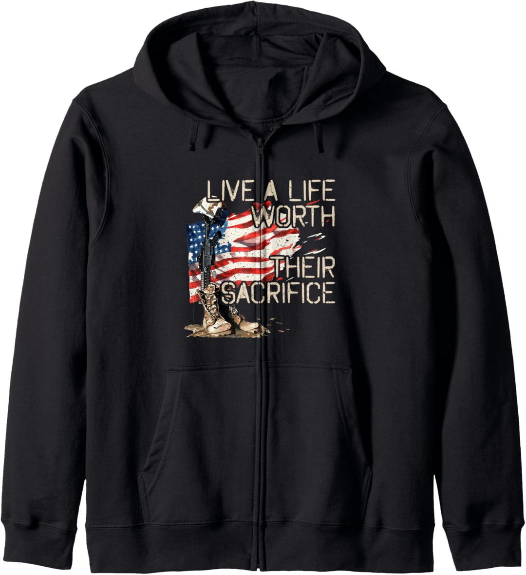 Live A Life Worth Their Sacrifice - US Veterans Day - Vets Kapuzenjacke