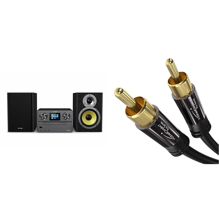Philips Mini Stereoanlage mit Bluetooth/Spotify Connect &amp; KabelDirekt – 2 m – Cinch-Subwoofer-Kabel,