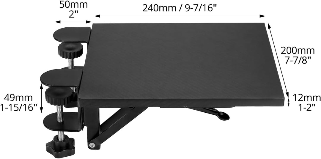 QWORK® armauflage schreibtisch extender, faltbare Schreibtischverlängerung, 20 x 24 cm, Klemmdesign,